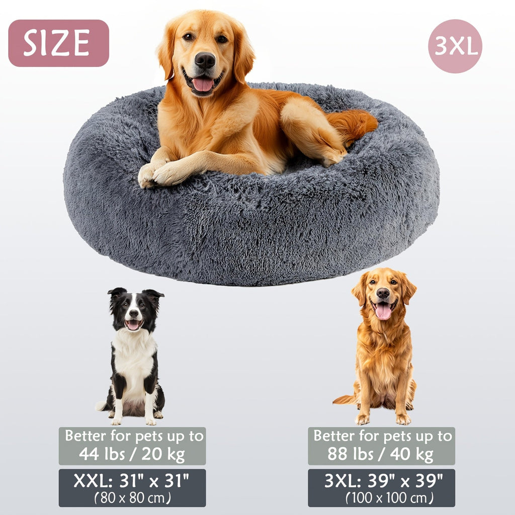 Soft Faux Fur Donut Pet Bed for Small to Large Dogs & Cats - Euroselle