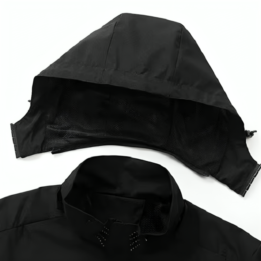 Veste de pluie légère à fermeture éclair pour homme — coque respirante à capuche