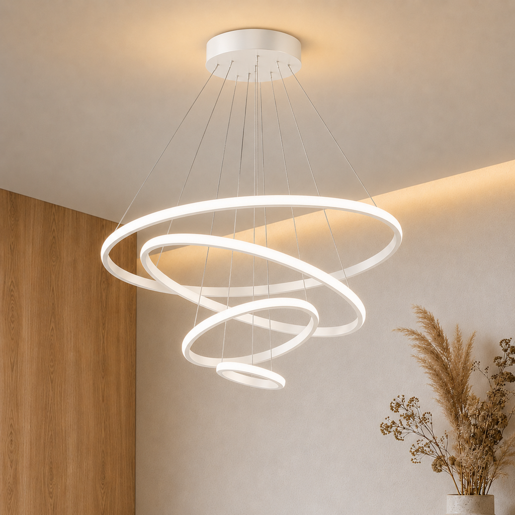 LED-Ring-Pendelleuchte, Kronleuchter und Deckenleuchte — Gold
