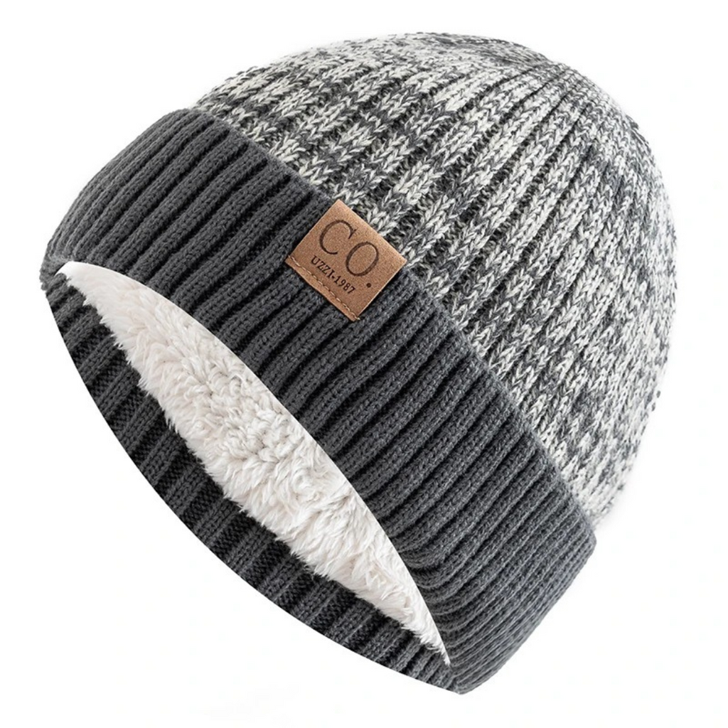 Unisex-Strickmütze für den Winter mit Fleecefutter – warme Thermo-Skullcap