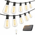 100FT Solar String Lights Outdoor Commercial Grade LED with Dimmable Yellow ST38 Bulbs - Euroselle