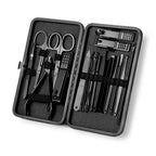 15-teiliges klassisches schwarzes Nagelpflege-Set für Hände, Füße & Gesicht, Werkzeuge aus Edelstahl - Euroselle