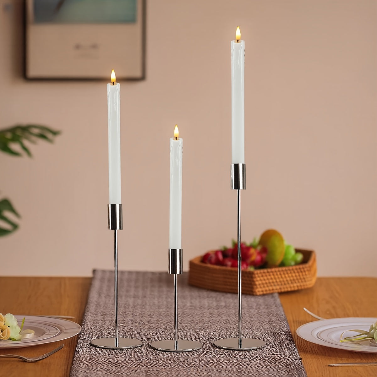 Set of 3 Golden Iron Candlestick Holders - Euroselle