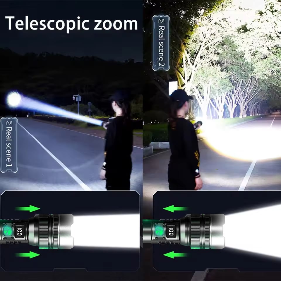 USB Rechargeable LED Flashlight with Adjustable Zoom Focus for Camping, Emergency & Outdoor Use