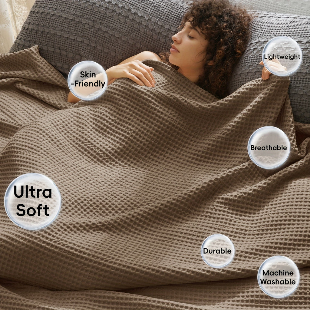 Lightweight Waffle Throw Blanket for Cozy All-Season Comfort - Euroselle