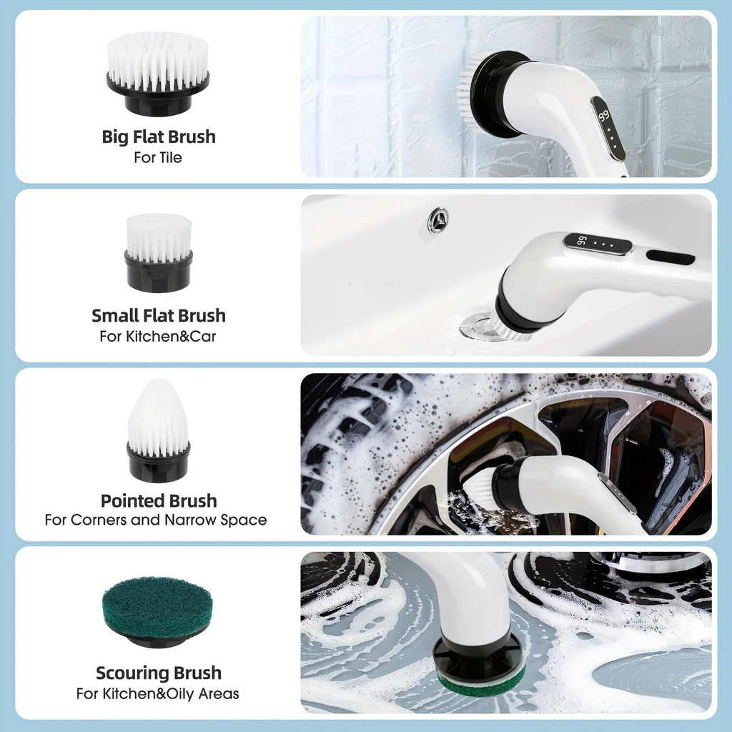 9-in-1 Multifunctional Electric Cleaning Brush Set for Home & Car - Euroselle