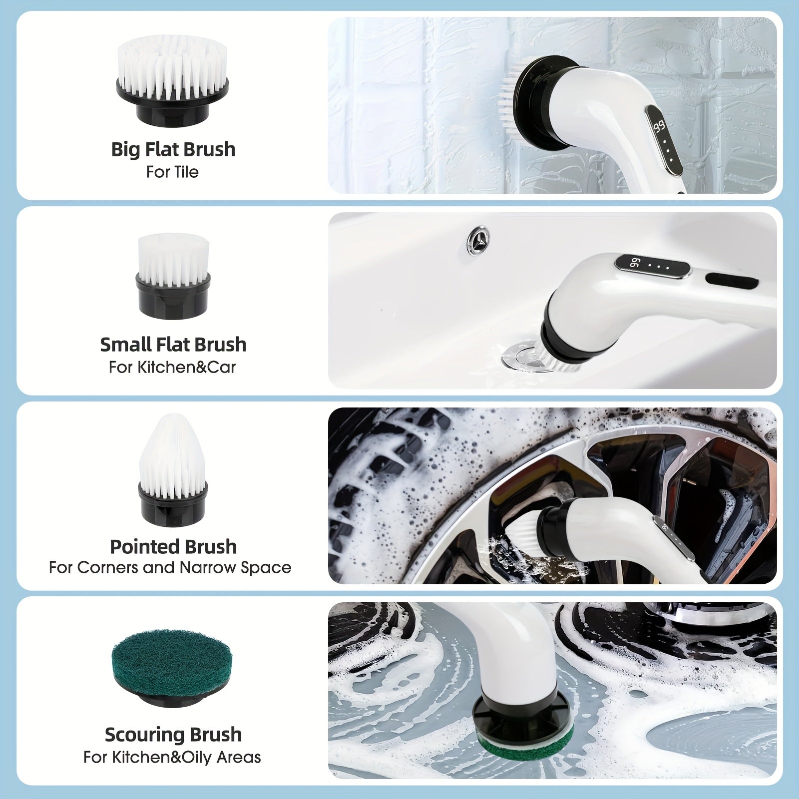 9-in-1 Multifunctional Electric Cleaning Brush Set for Home & Car - Euroselle