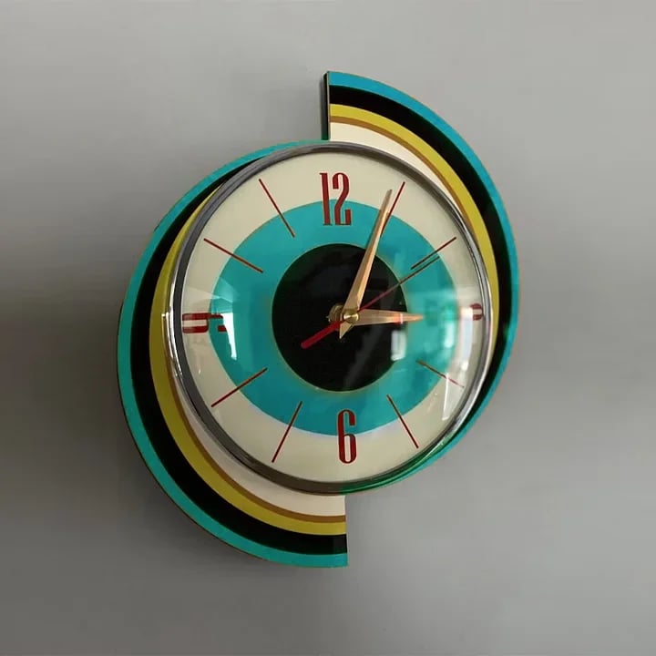 Ceas de perete Sunburst, lucrat manual, de 16 inchi — silențios, alimentat cu baterie