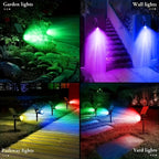 Outdoor Solar Landscape Lights 2-Pack LED Spotlights with 3-Level Dimming & IP44 Waterproof - Euroselle