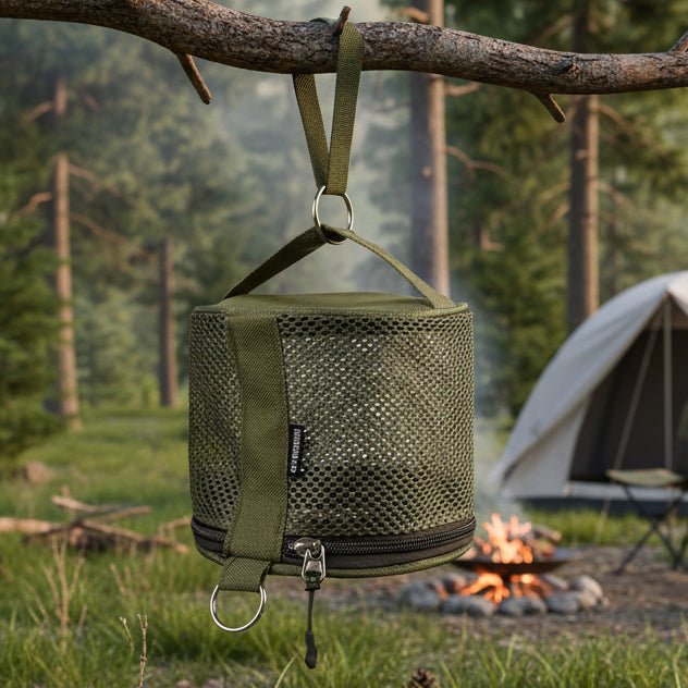 TrailGuard přenosný držák toaletního papíru na kempování — kompaktní hygienický design