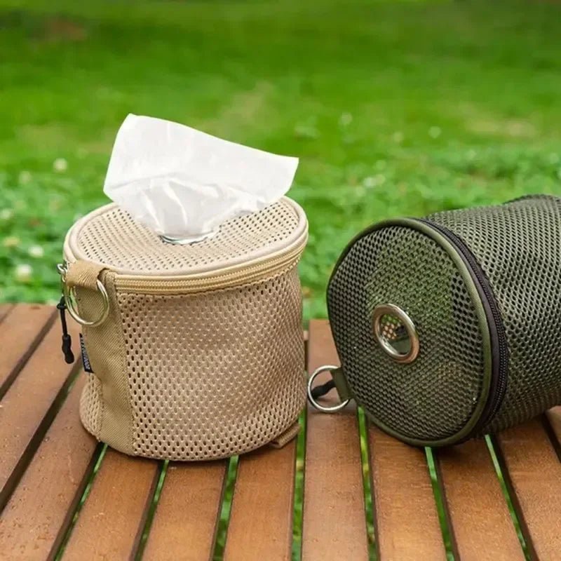 TrailGuard přenosný držák toaletního papíru na kempování — kompaktní hygienický design