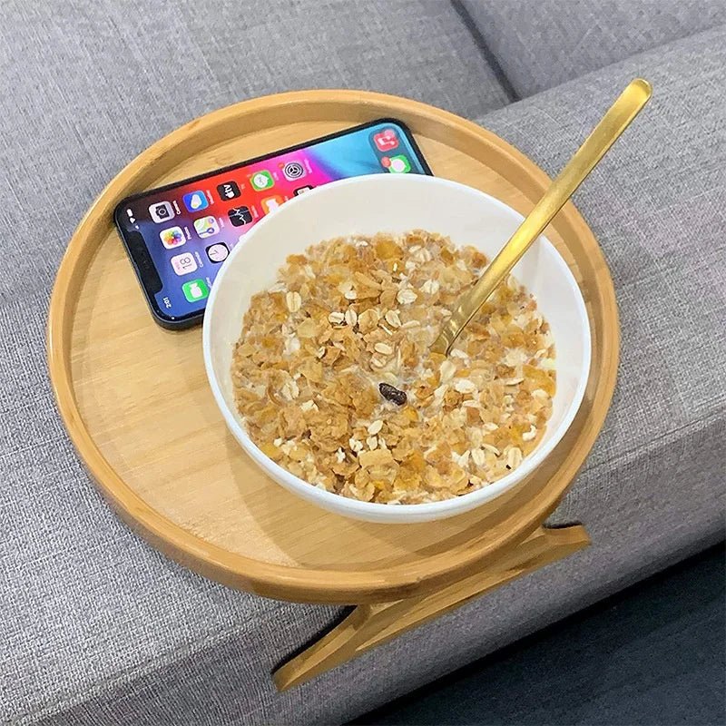 CozyClip 天然木夹式扶手托盘 - 稳固平整的饮品放置面
