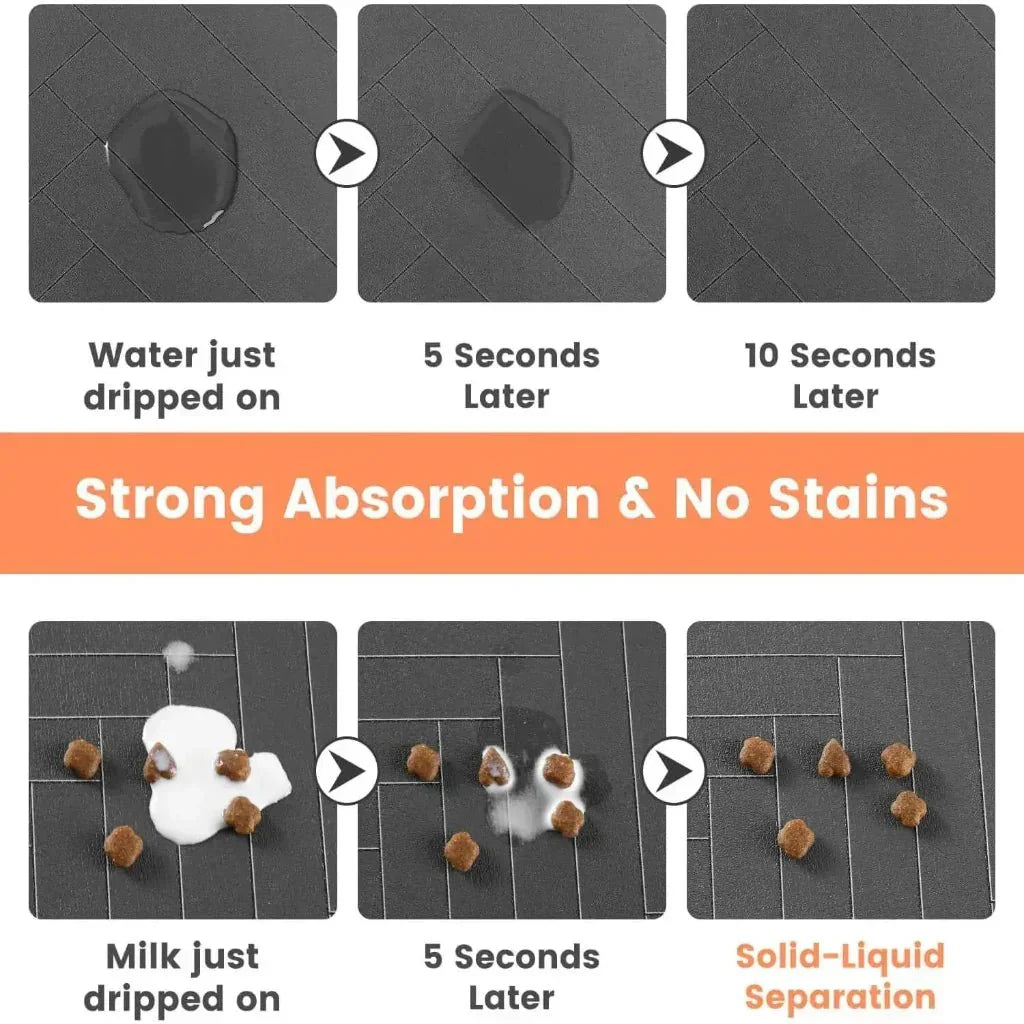 Tapete impermeável de alimentação AquaGuard com base antiderrapante e parte superior absorvente