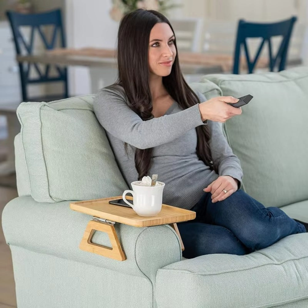 Adjustable Bamboo Clip-On Arm Tray Table - Euroselle