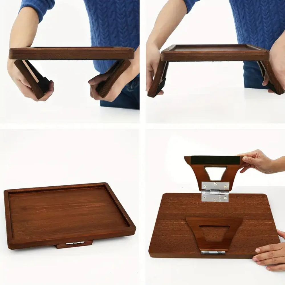 Adjustable Bamboo Clip-On Arm Tray Table - Euroselle