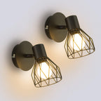 Adjustable Spotlight Fixture Black Metal Wire Cage Ceiling Wall Mount | Euroselle