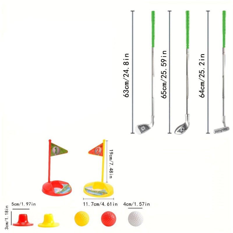 BrightTee Set da golf per bambini — mazze telescopiche regolabili per 3-8 anni, include 3 palline