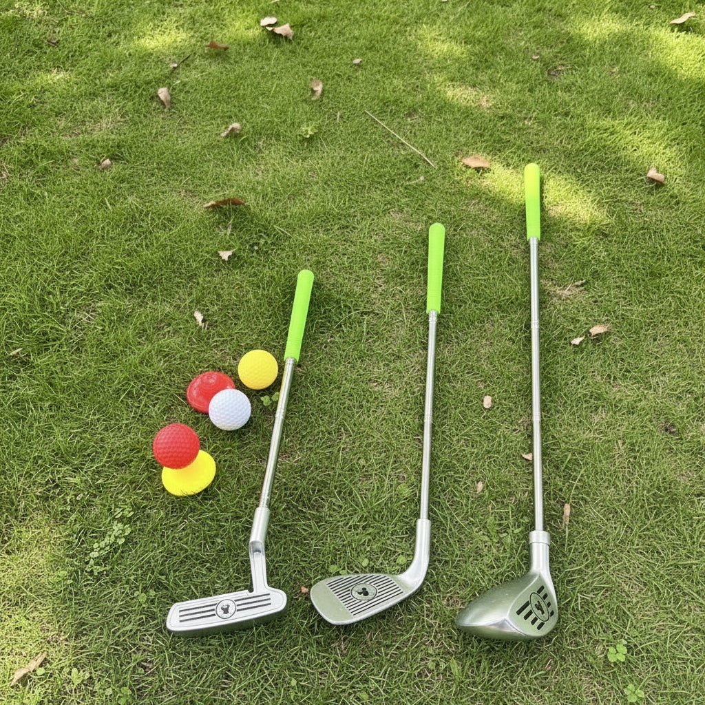 BrightTee Set da golf per bambini — mazze telescopiche regolabili per 3-8 anni, include 3 palline