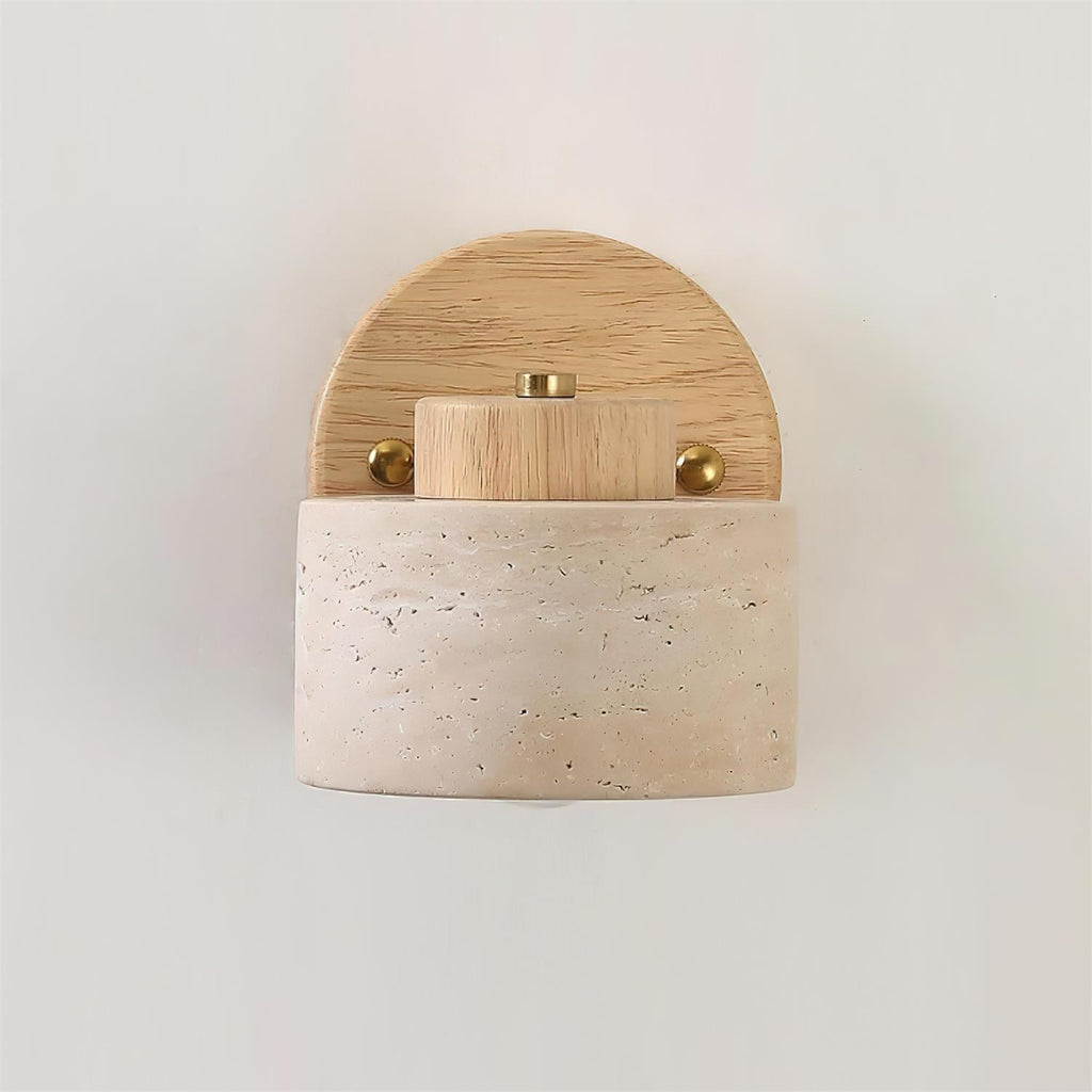 Verstellbare Wandleuchte - Natürliches Travertin- und Holzdesign | Euroselle