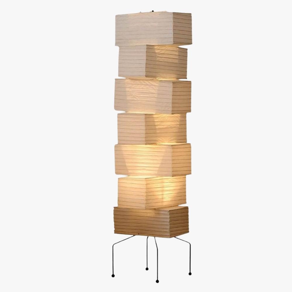 71 in Natural Bamboo Floor Lamp, 19 in Paper Shade, Diffused Light
