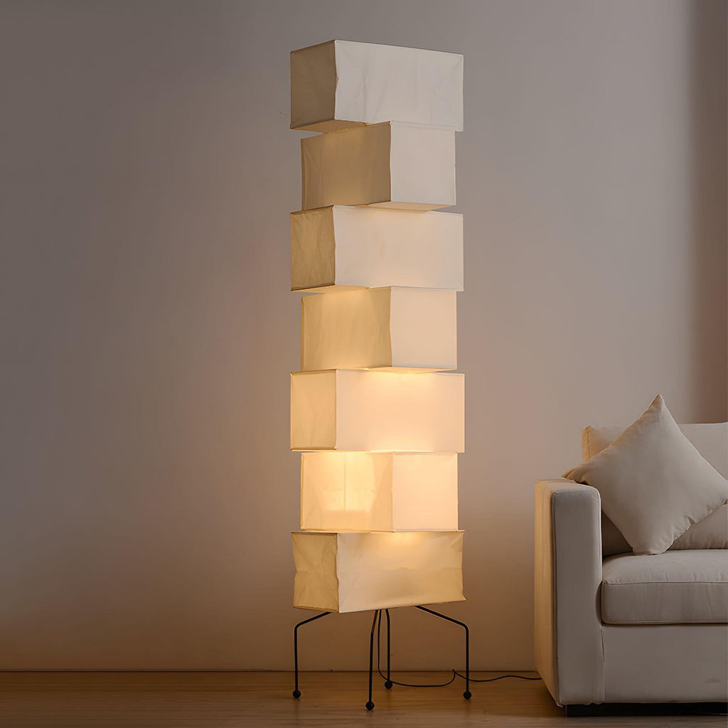 71 in Natural Bamboo Floor Lamp, 19 in Paper Shade, Diffused Light