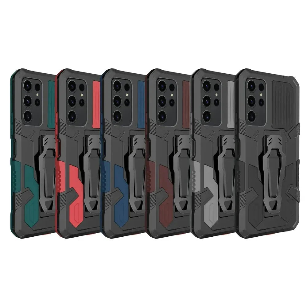 Funda de doble capa con pinza para cinturón para Samsung Galaxy S21–S25 Plus/Ultra