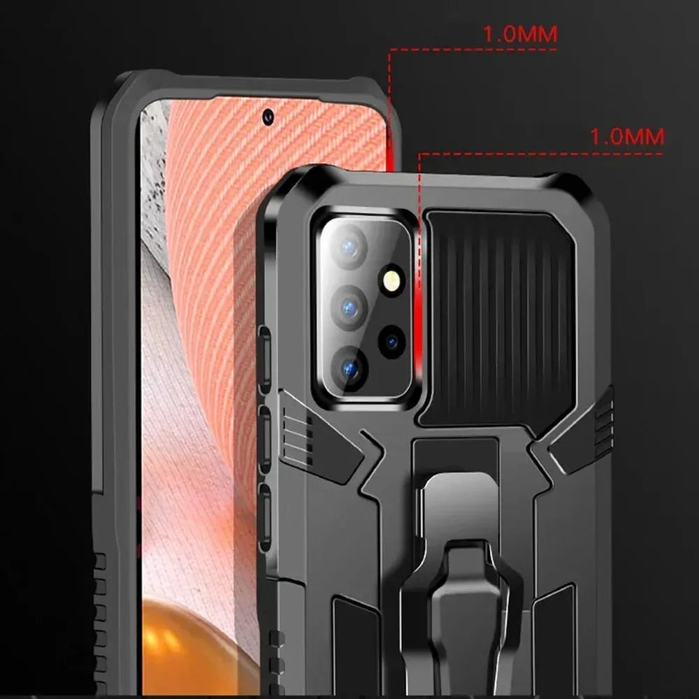 Funda de doble capa con pinza para cinturón para Samsung Galaxy S21–S25 Plus/Ultra