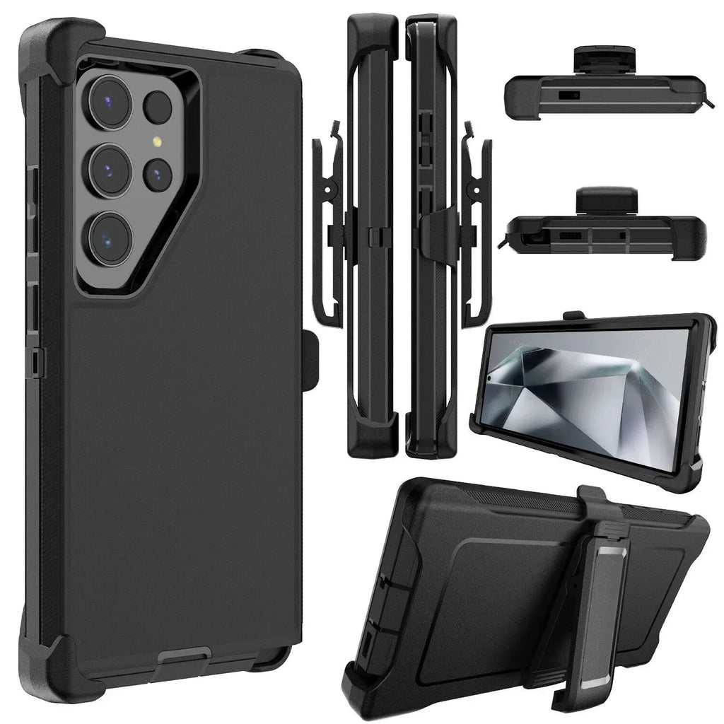 Funda de doble capa con pinza para cinturón para Samsung Galaxy S21–S25 Plus/Ultra