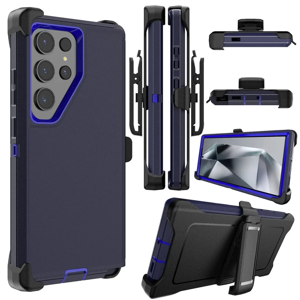 Funda de doble capa con pinza para cinturón para Samsung Galaxy S21–S25 Plus/Ultra