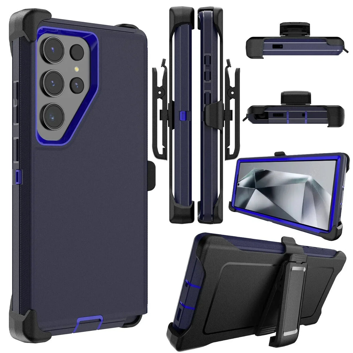 Funda de doble capa con pinza para cinturón para Samsung Galaxy S21–S25 Plus/Ultra