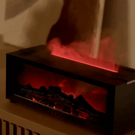 CalmMist luftfugter og diffuser til aromaterapi — Ultralydsforstøver, ægte flammeeffekt