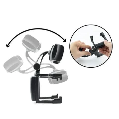 Support de téléphone pour rétroviseur NovaView — Fixation à pince sans ventouse, prise à hauteur des yeux