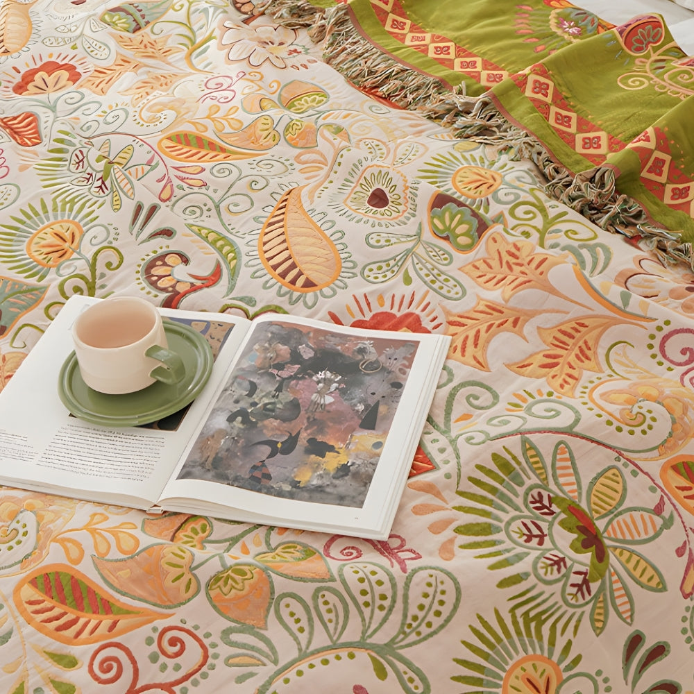 Wendbare Boho Baumwoll-Gaze Decke - Euroselle