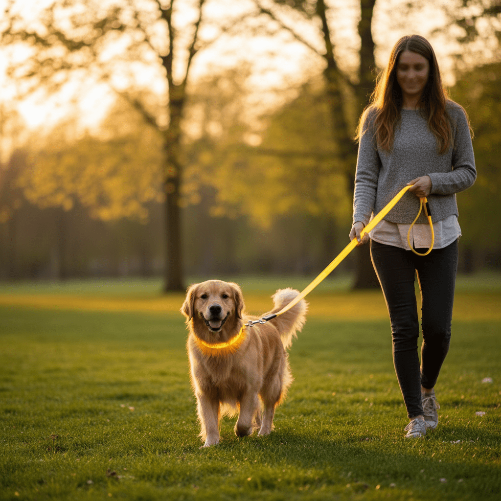 NovaTrail Night Walkers LED Dog Leash — Reflective Stitching, USB Rechargeable Battery
