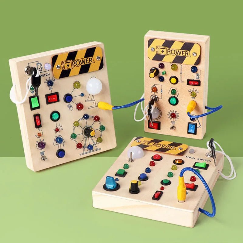 Osvětlená dřevěná tabule LumaBoard — Montessori smyslový panel s teplými LED diodami