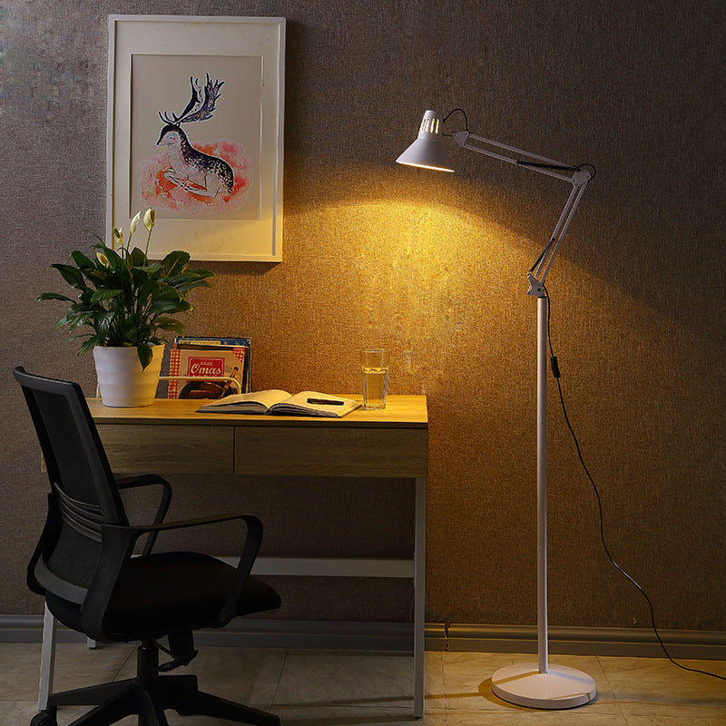 Regulowana lampa stojąca z żelaza, wysokość 43 cale, czarna, biała, czerwona lub żółta, podstawa E26, do sypialni, salonu, biura i do czytania, nowoczesna, minimalistyczna, Nord