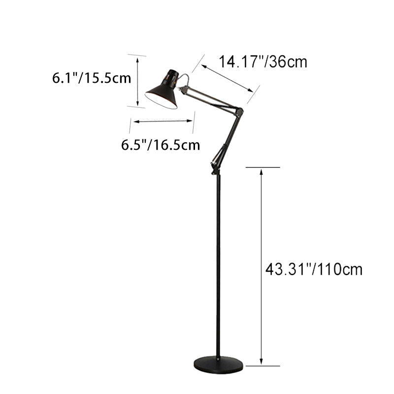 Regulowana lampa stojąca z żelaza, wysokość 43 cale, czarna, biała, czerwona lub żółta, podstawa E26, do sypialni, salonu, biura i do czytania, nowoczesna, minimalistyczna, Nord