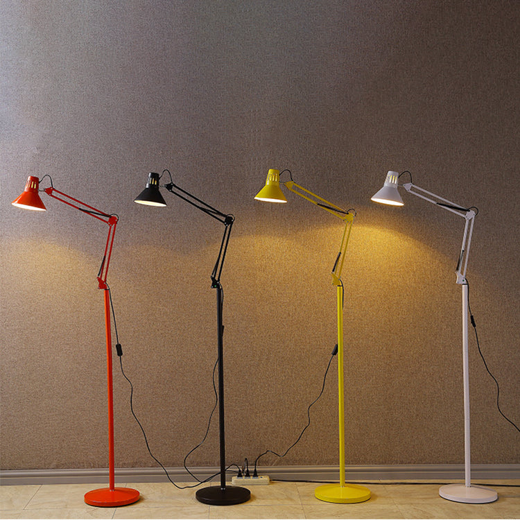 Regulowana lampa stojąca z żelaza, wysokość 43 cale, czarna, biała, czerwona lub żółta, podstawa E26, do sypialni, salonu, biura i do czytania, nowoczesna, minimalistyczna, Nord
