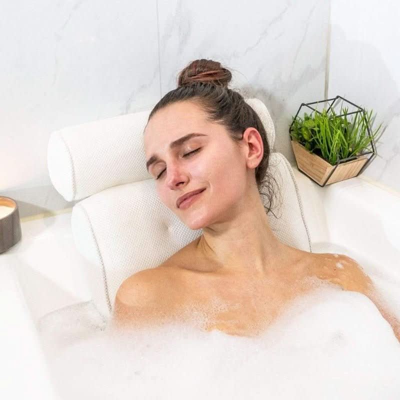Cuscino ergonomico da bagno AquaNest — supporto imbottito per collo e testa