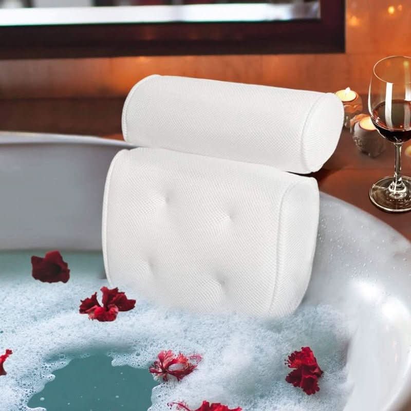 Cuscino ergonomico da bagno AquaNest — supporto imbottito per collo e testa
