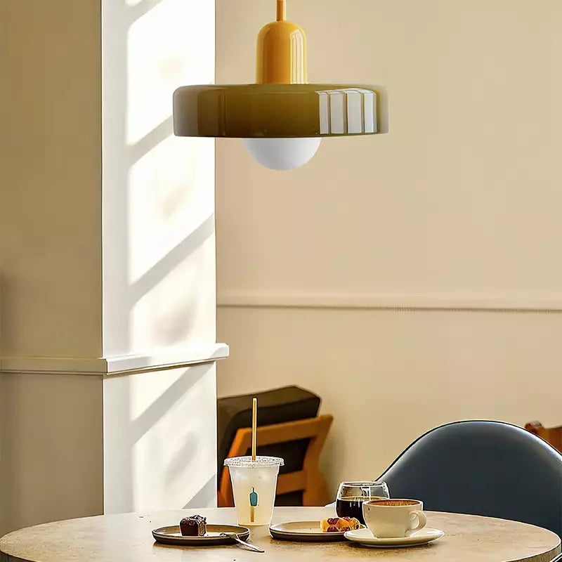 KiraGlass Geometric Bauhaus Pendant Light In Colored Glass
