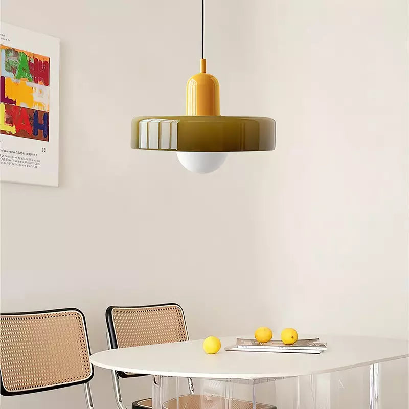 KiraGlass Geometric Bauhaus Pendant Light In Colored Glass