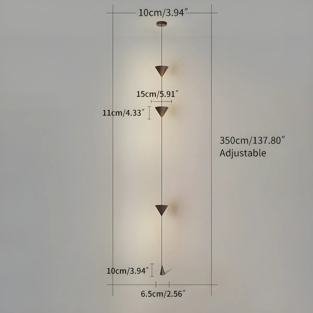Justerbar stanglampe i jern og akryl med LED, op til 11.5 Feet, til soveværelse, stue og moderne hjemmekontor, slank lodret accentlampe