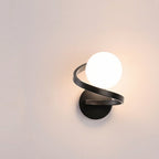Spiral Glass Wall Lamp, Matte Black Finish, LED Light Source | Euroselle