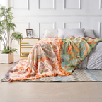 Floral Cotton Throw Blanket for Cozy Boho Spaces - Euroselle