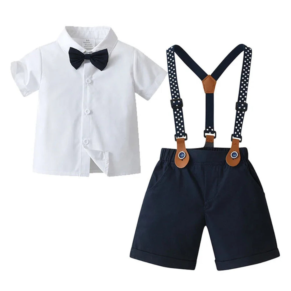 Boys 3-Piece Soft Cotton Suit Set — Shirt, Vest, Pants & Bow Tie