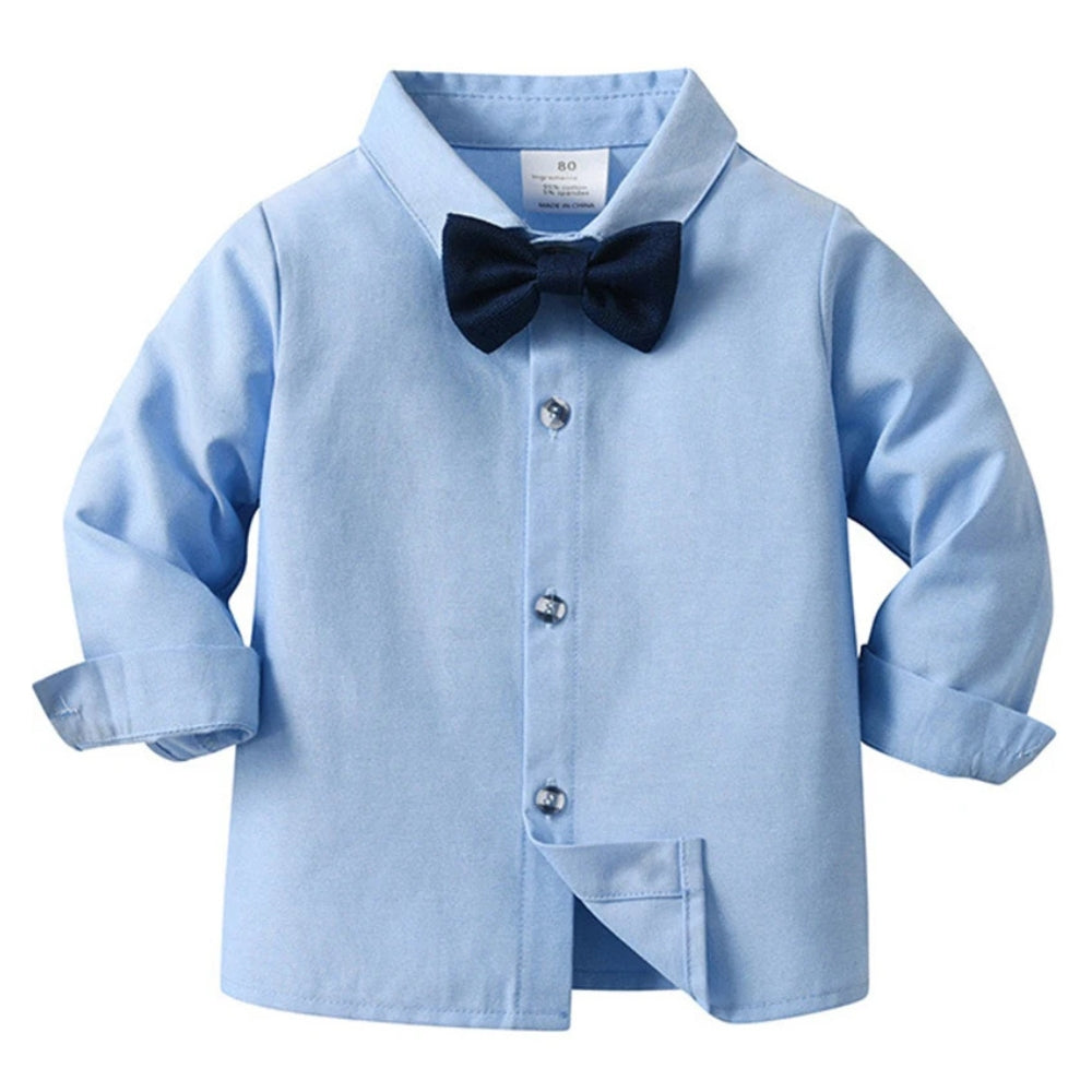 Boys 3-Piece Soft Cotton Suit Set — Shirt, Vest, Pants & Bow Tie