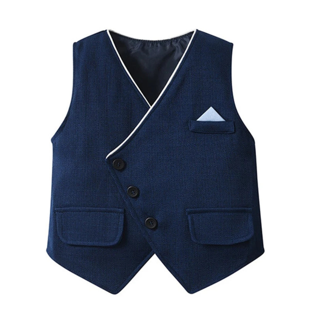 Boys 3-Piece Soft Cotton Suit Set — Shirt, Vest, Pants & Bow Tie