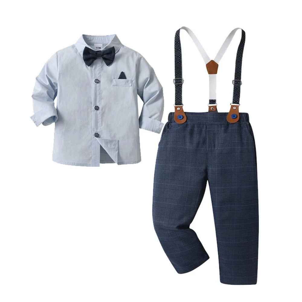 Boys 3-Piece Soft Cotton Suit Set — Shirt, Vest, Pants & Bow Tie