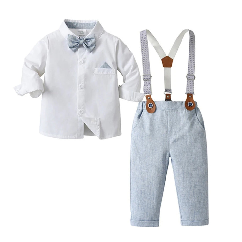 Boys 3-Piece Soft Cotton Suit Set — Shirt, Vest, Pants & Bow Tie